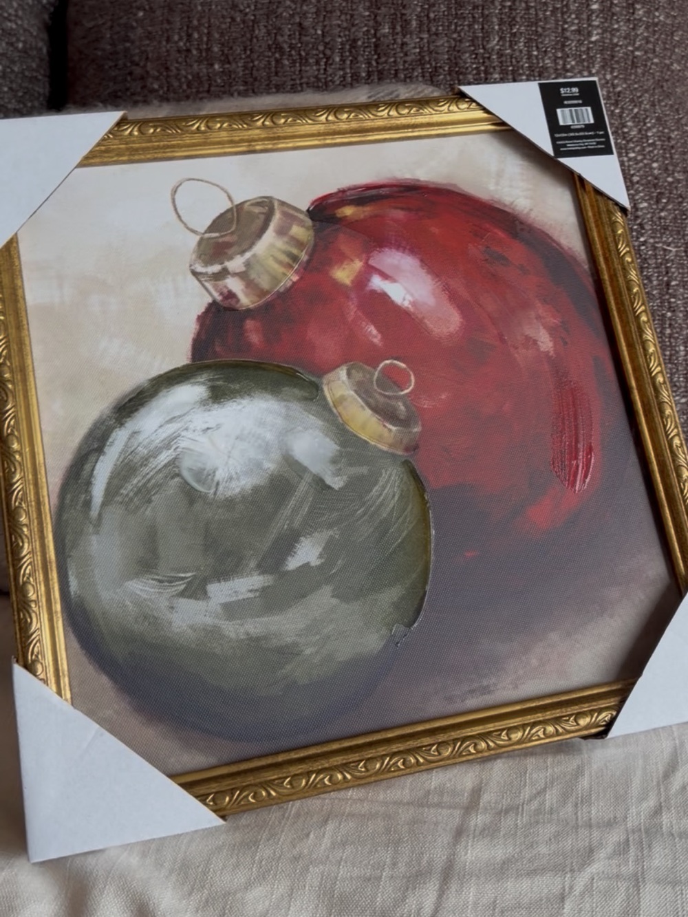 Hobby Lobby Gold Framed Holiday Ornament Art - Red & Green